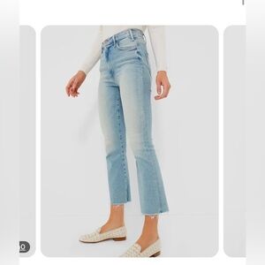 MOTHER Blue The Hustler Ankle Fray Jeans Cropped Jeans
